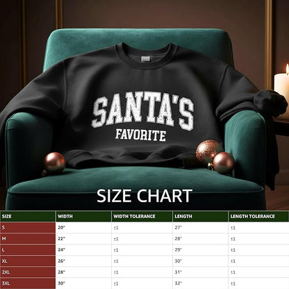 Santa's Favorite Christmas Sweatshirt for Women Men Merry Holiday Crewneck Sweater Soft Lightweight Pullover Vintage Graphic