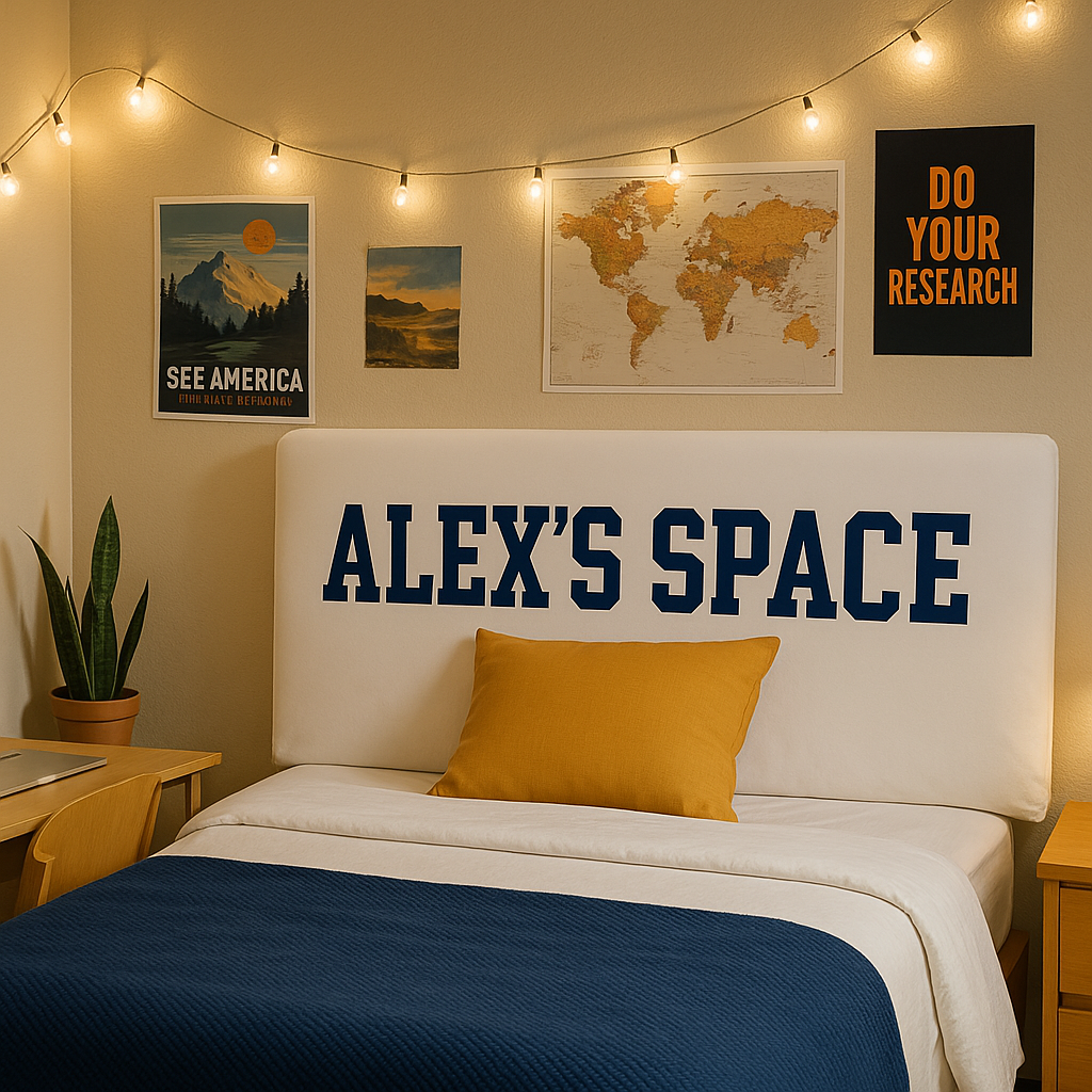 Custom Headboard Cover with Personalized Text Design