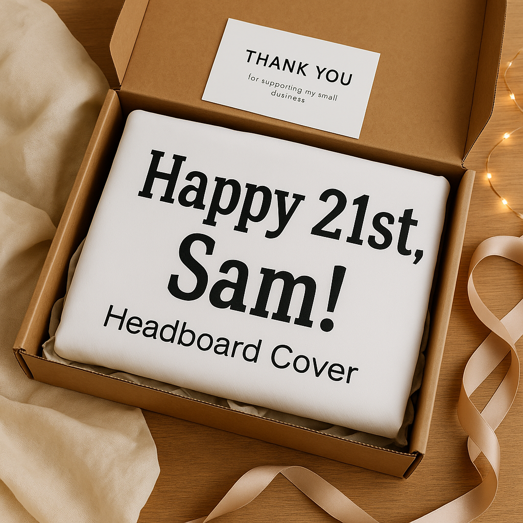 Custom Headboard Cover with Personalized Text Design