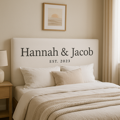 Custom Headboard Cover with Personalized Text Design