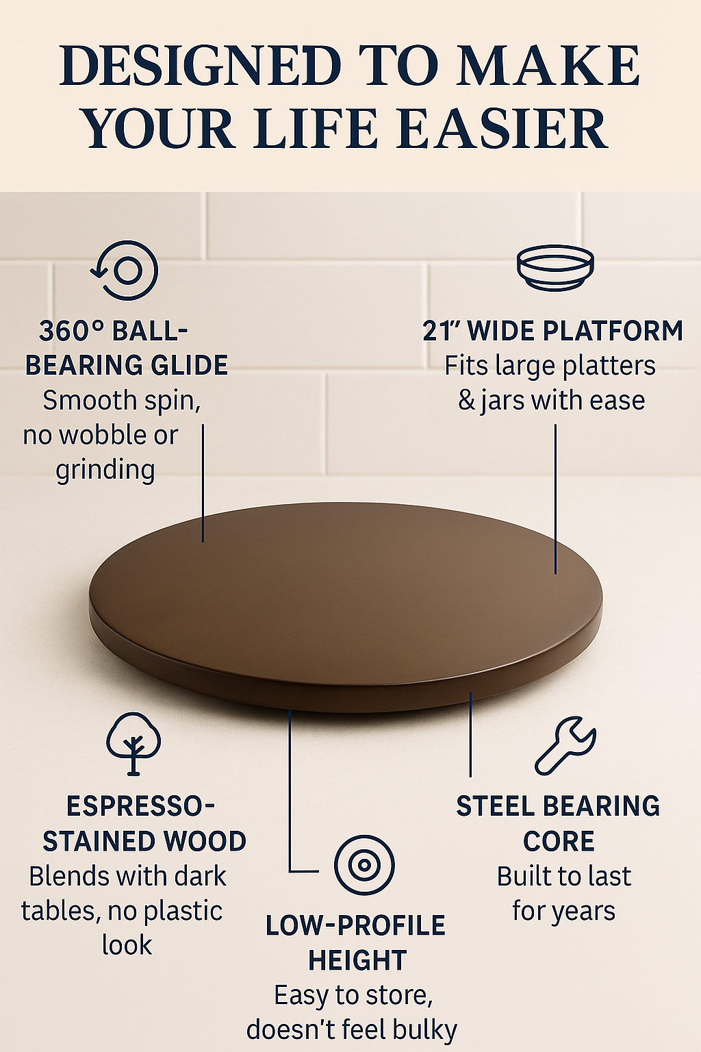 EpiServe 21" Lazy Susan Turntable